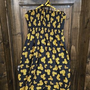 Disney Strapless Dress with Yellow Patterns on Black